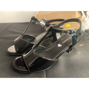 Steve Madden Kids JCHACHHA Black Patent T Strap Heels Shoes Size 3